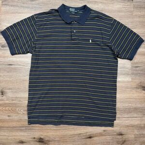 polo ralph lauren striped navy blue polo shirt